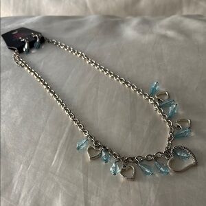 “Keep Me In Your Heart” Paparazzi Silver and Blue Necklace with Crystal Pendants